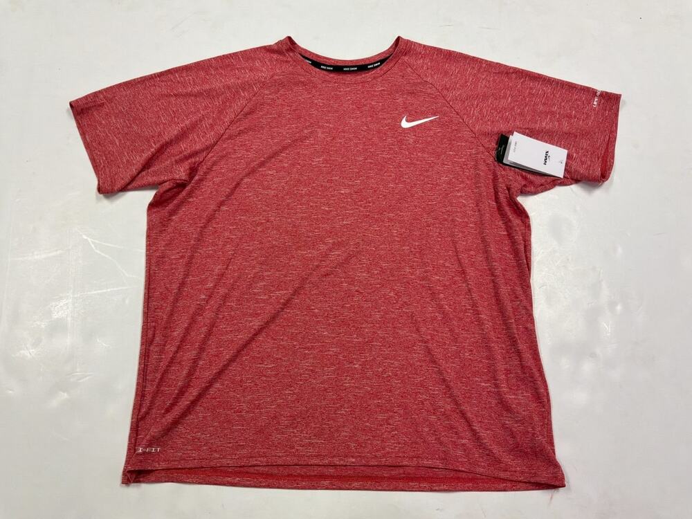 Nike Swim Dri-FIT UPF 40+ Hydroguard Rash Guard Shirt Men's XXL Red Heather NWT